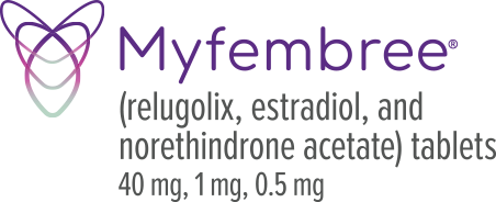 Logo for MYFEMBREE (relugolix, estradiol, and norethindrone acetate)