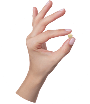 Hand with pill on circle